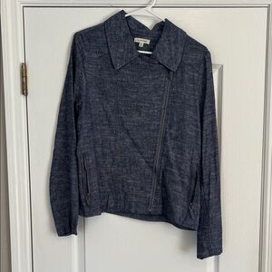 Stylish Blue Denim Women's Moto Jacket